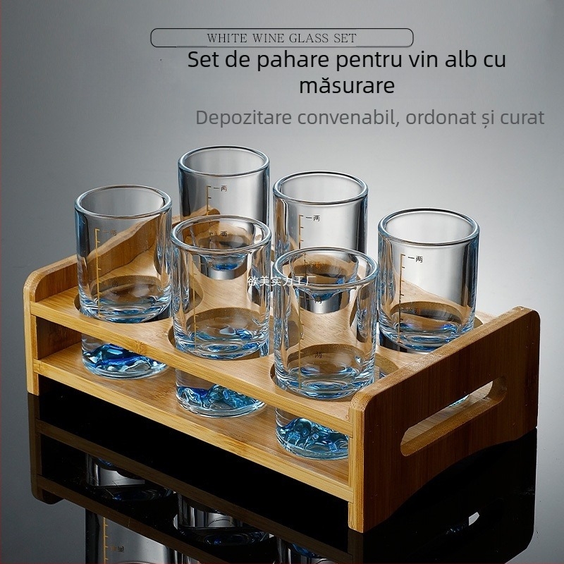 Set de pahare pentru lichior de uz casnic — sticlă, stil chinezesc, ambalaj într-o cutie de hârtie, lansare vara 2021, calitate de primă clasă