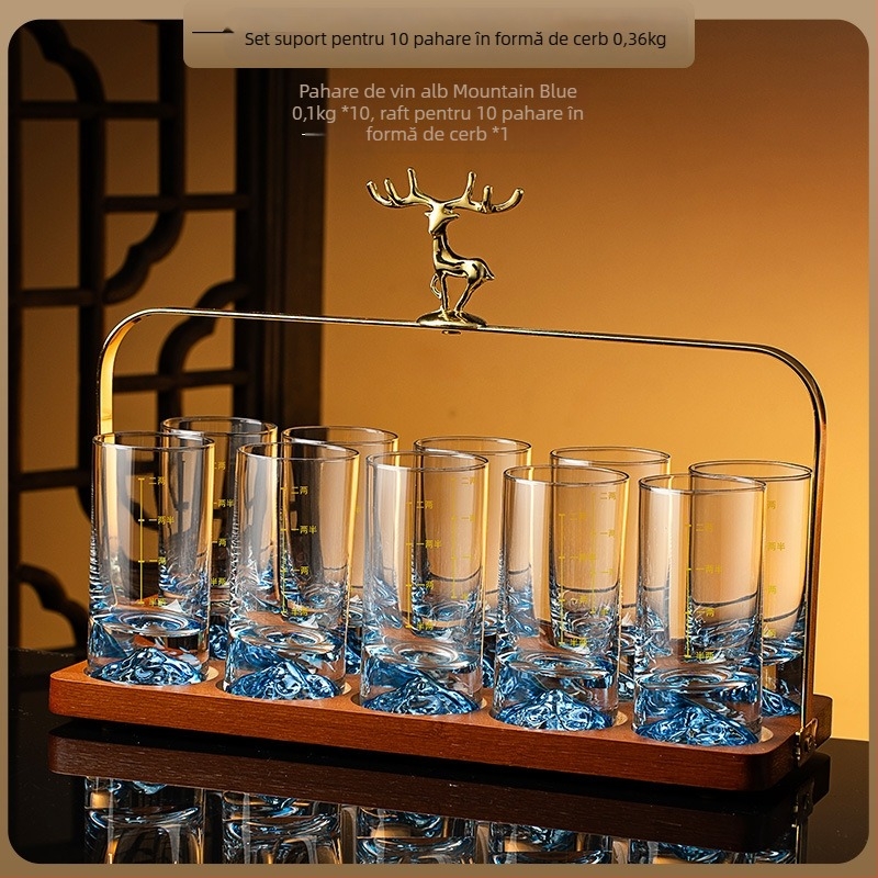 Set de pahare pentru lichior de uz casnic — sticlă, stil chinezesc, ambalaj într-o cutie de hârtie, lansare vara 2021, calitate de primă clasă