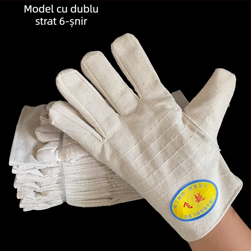 Mănuși de sudură din pânză – 24 de cusături, rezistente la uzură, îngroșate, protecție cu două straturi