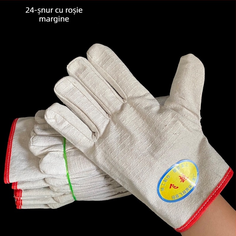 Mănuși de sudură din pânză – 24 de cusături, rezistente la uzură, îngroșate, protecție cu două straturi
