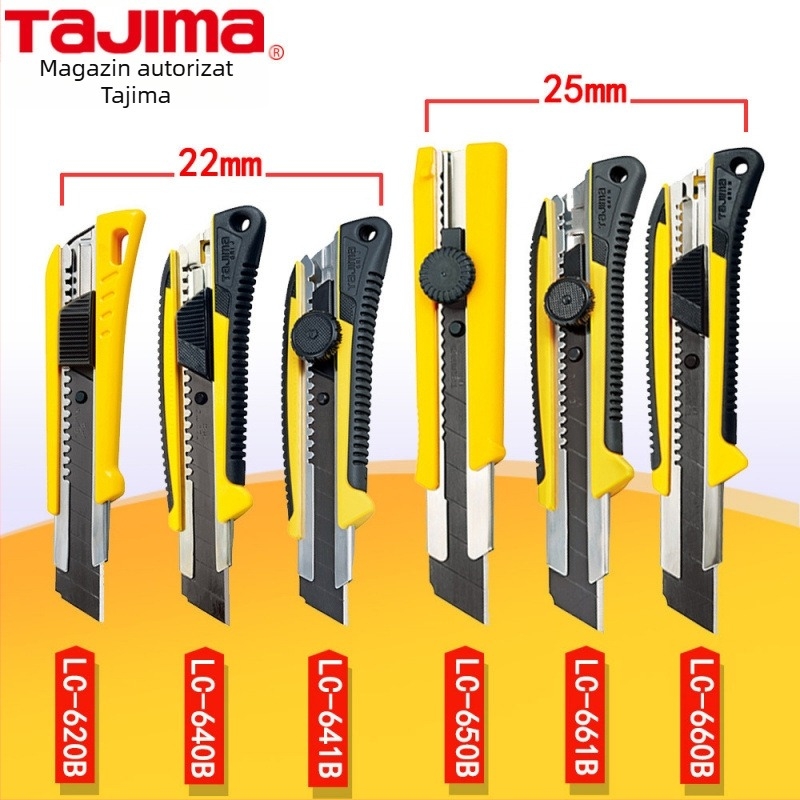 Cuțit de utilitate Tajima cu blocare automată de 9 mm, mâner ABS – Modele LC305P/LC301B/LC303B