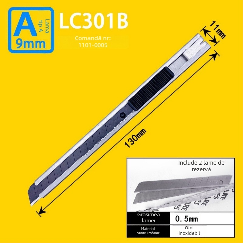 Cuțit de utilitate Tajima cu blocare automată de 9 mm, mâner ABS – Modele LC305P/LC301B/LC303B