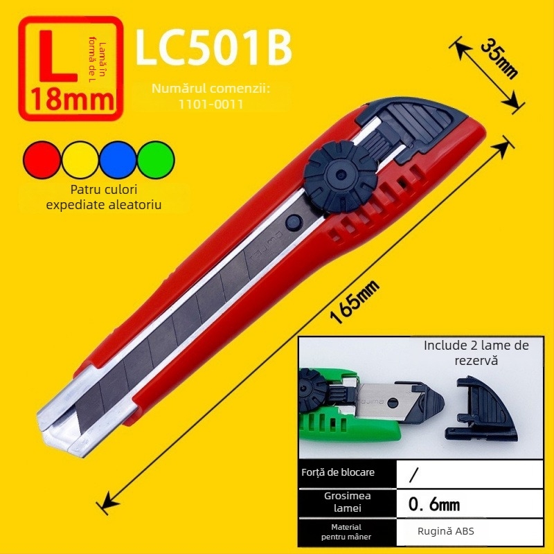 Cuțit de utilitate Tajima cu blocare automată de 9 mm, mâner ABS – Modele LC305P/LC301B/LC303B