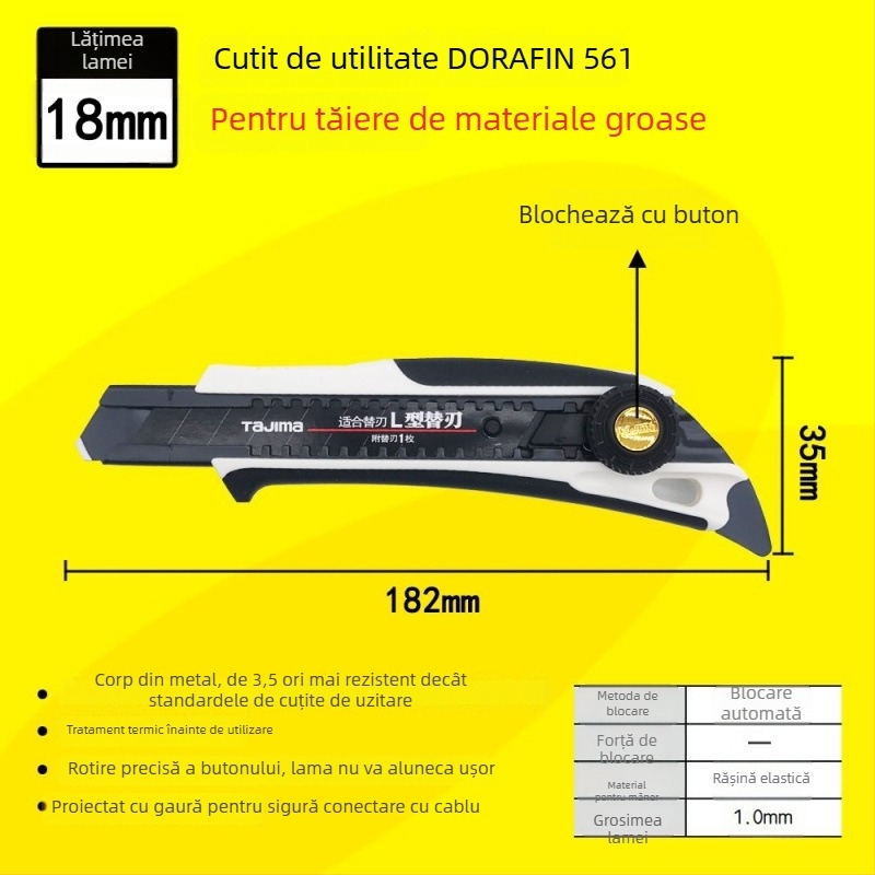 Cuțit de utilitate Tajima cu blocare automată de 9 mm, mâner ABS – Modele LC305P/LC301B/LC303B