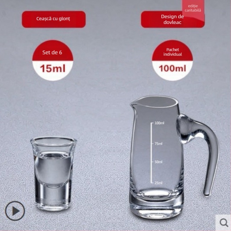 Decanter pentru lichior din cristal fără plumb, cu scară de măsurare – set cu pahare pentru uz casnic, stil nou chinezesc