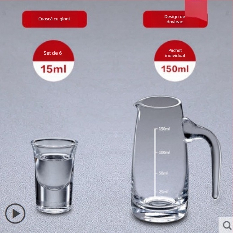 Decanter pentru lichior din cristal fără plumb, cu scară de măsurare – set cu pahare pentru uz casnic, stil nou chinezesc