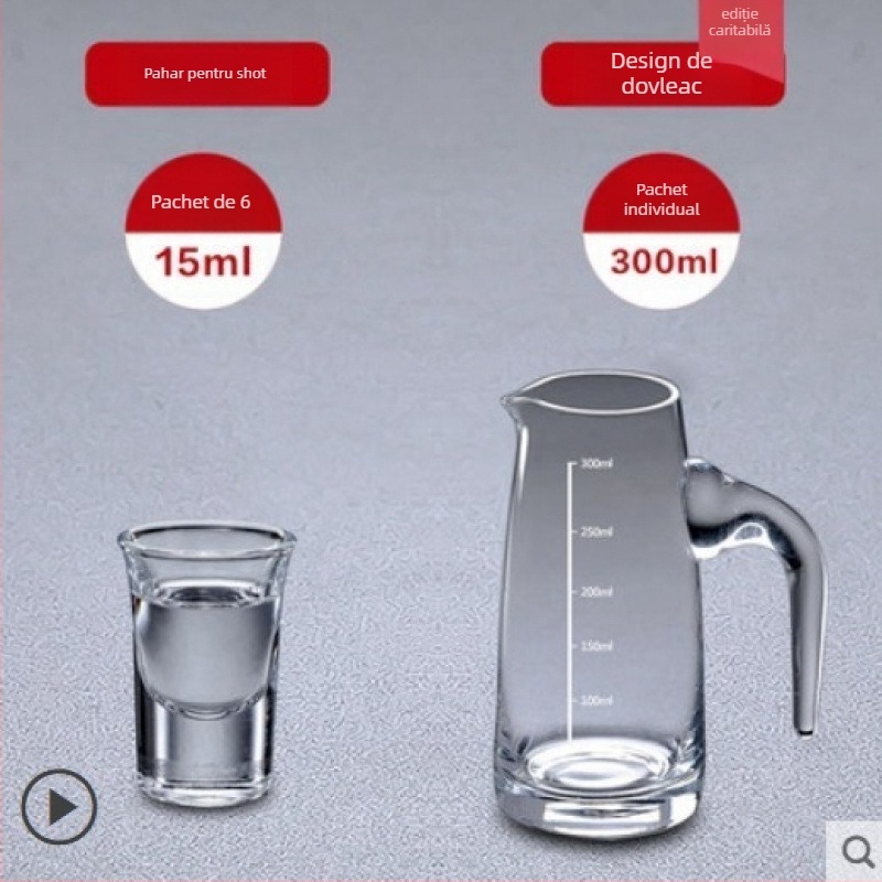 Decanter pentru lichior din cristal fără plumb, cu scară de măsurare – set cu pahare pentru uz casnic, stil nou chinezesc