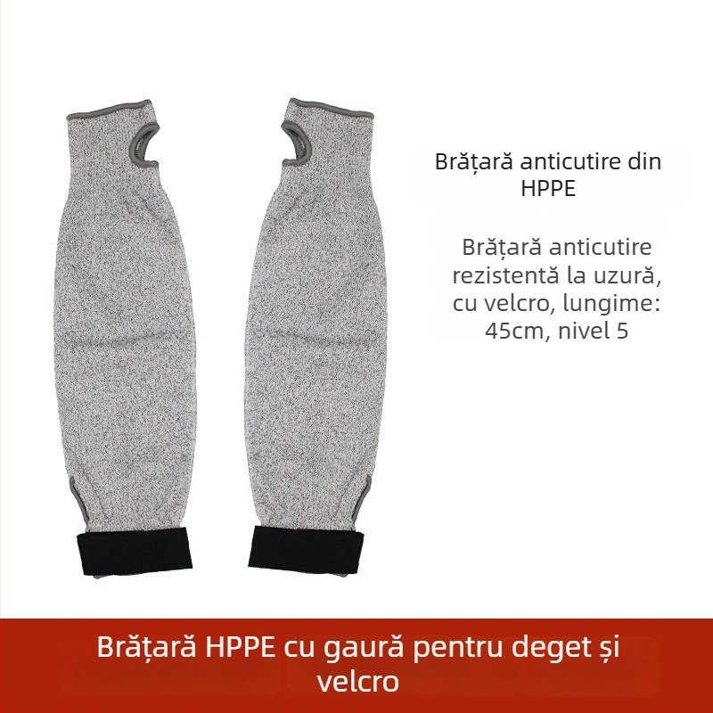 Protecție antebraț HPPE nivel 5, manșon anti-tăiere, rezistent la uzură, pentru tăierea sticlei și prelucrarea metalelor