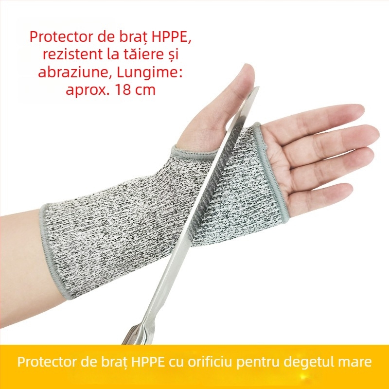 Protecție antebraț HPPE nivel 5, manșon anti-tăiere, rezistent la uzură, pentru tăierea sticlei și prelucrarea metalelor