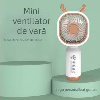 Ventilator mini de birou, portabil, în stil național în vogă, din plastic; personalizare disponibilă; potrivit pentru studenți, călătorii, deplasări de serviciu și birou; multifuncțional.
