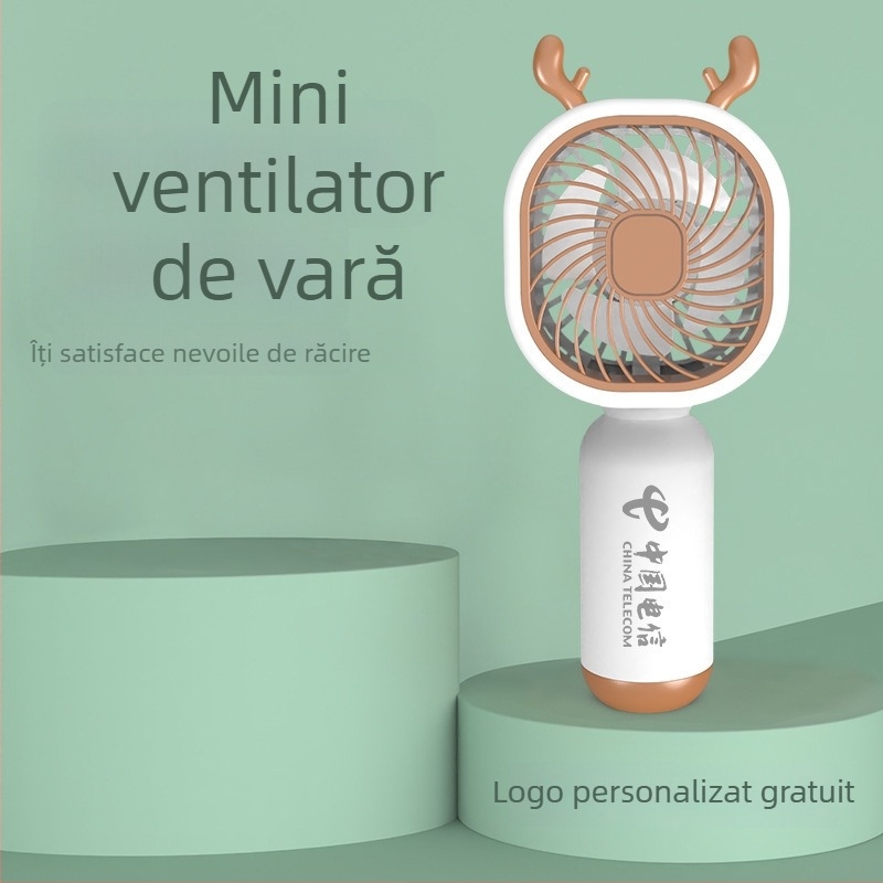 Ventilator mini de birou, portabil, în stil național în vogă, din plastic; personalizare disponibilă; potrivit pentru studenți, călătorii, deplasări de serviciu și birou; multifuncțional.
