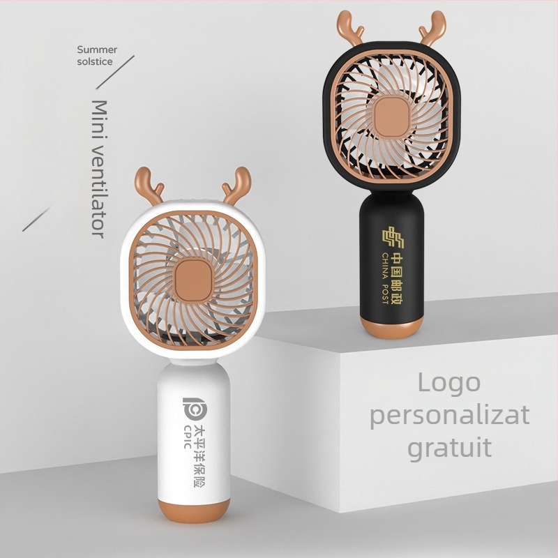 Ventilator mini de birou, portabil, în stil național în vogă, din plastic; personalizare disponibilă; potrivit pentru studenți, călătorii, deplasări de serviciu și birou; multifuncțional.