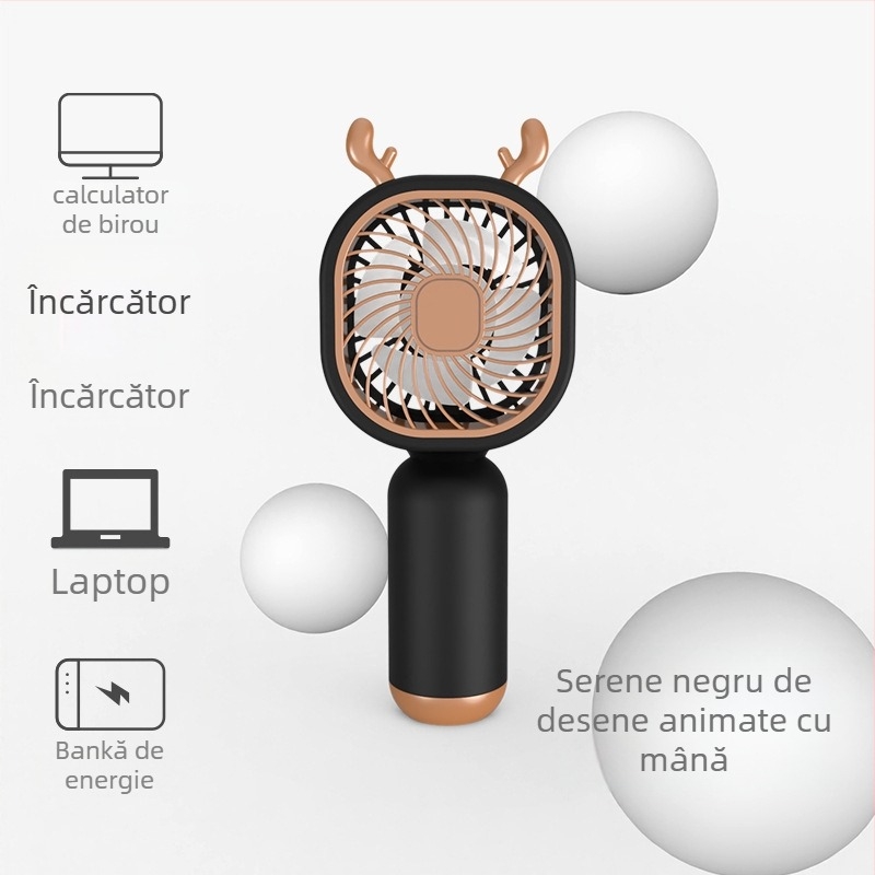 Ventilator mini de birou, portabil, în stil național în vogă, din plastic; personalizare disponibilă; potrivit pentru studenți, călătorii, deplasări de serviciu și birou; multifuncțional.