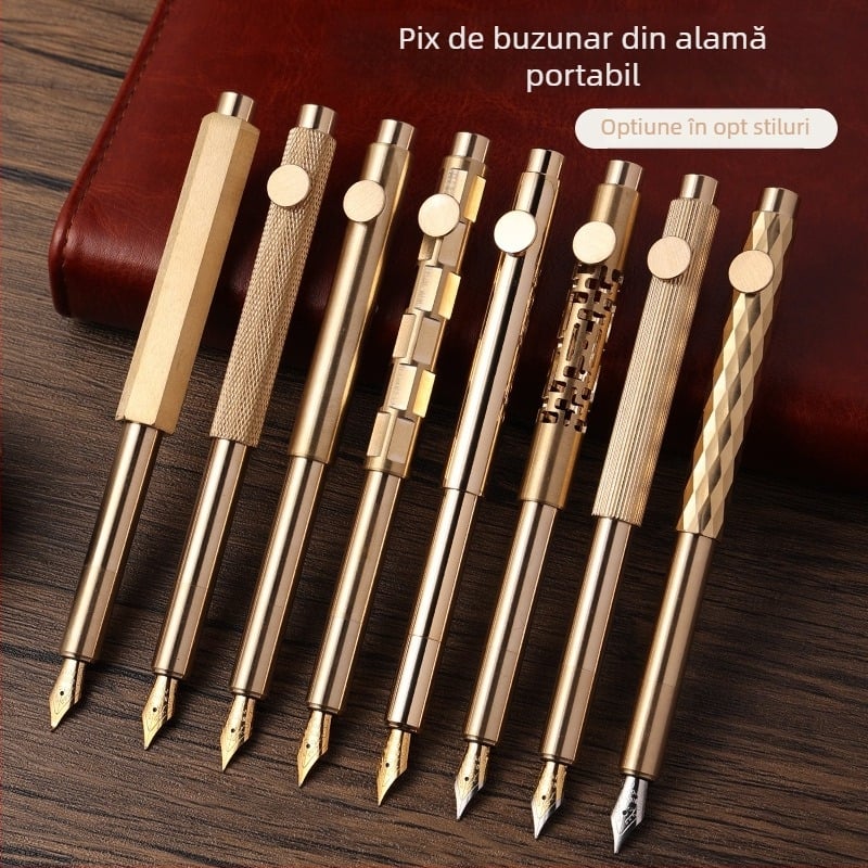 Stilou de buzunar retro cu cerneală, seria 86, corp din metal, sistem de absorbție a cernelei, vârf metalic, imprimare logo disponibil