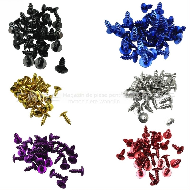 Șuruburi decorative din aliaj de aluminiu, colorate, 5×12 mm, autoforante pentru motociclete și scutere