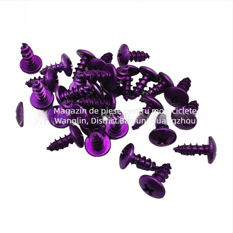 Șuruburi decorative din aliaj de aluminiu, colorate, 5×12 mm, autoforante pentru motociclete și scutere