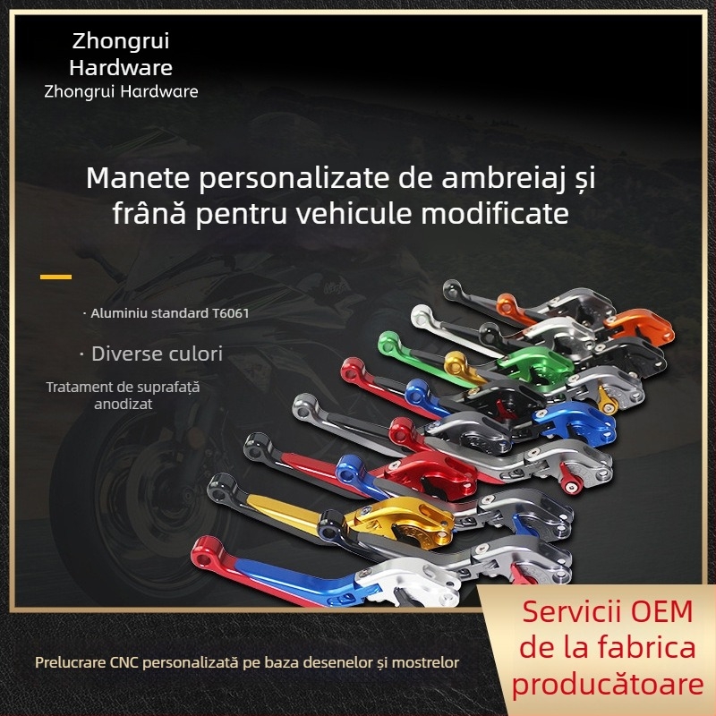Ghidon pliabil pentru motocicletă electrică, cu manete de ambreiaj și frână, formă coarne de taur, frâne cu disc față și spate
