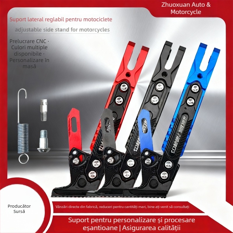 Suport lateral reglabil pentru motociclete și vehicule electrice; suport unic din aliaj CNC de aluminiu; potrivire universală