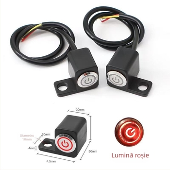 Beiyao 19 Comutator LED pentru motocicletă cu suport oglindă retrovizoare – Blocare automată, resetare automată, Modificare motocicletei