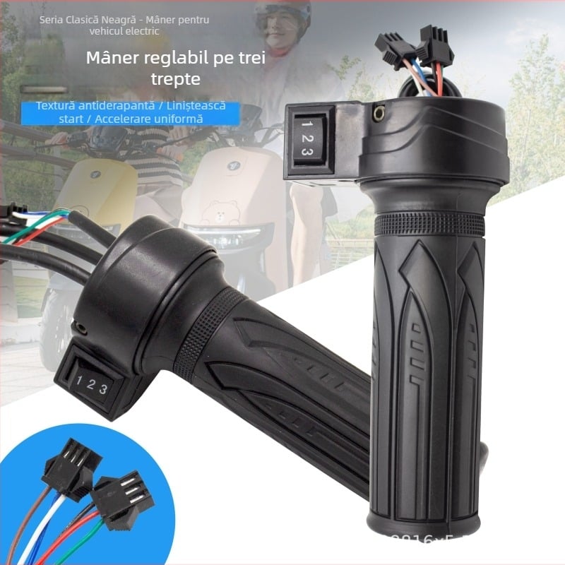 Maner accelerație pentru vehicul electric — cauciuc, 3 trepte pentru triciclu