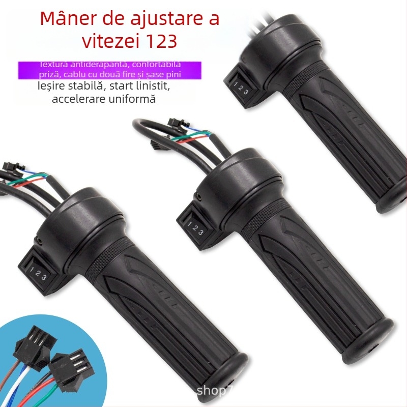 Maner accelerație pentru vehicul electric — cauciuc, 3 trepte pentru triciclu