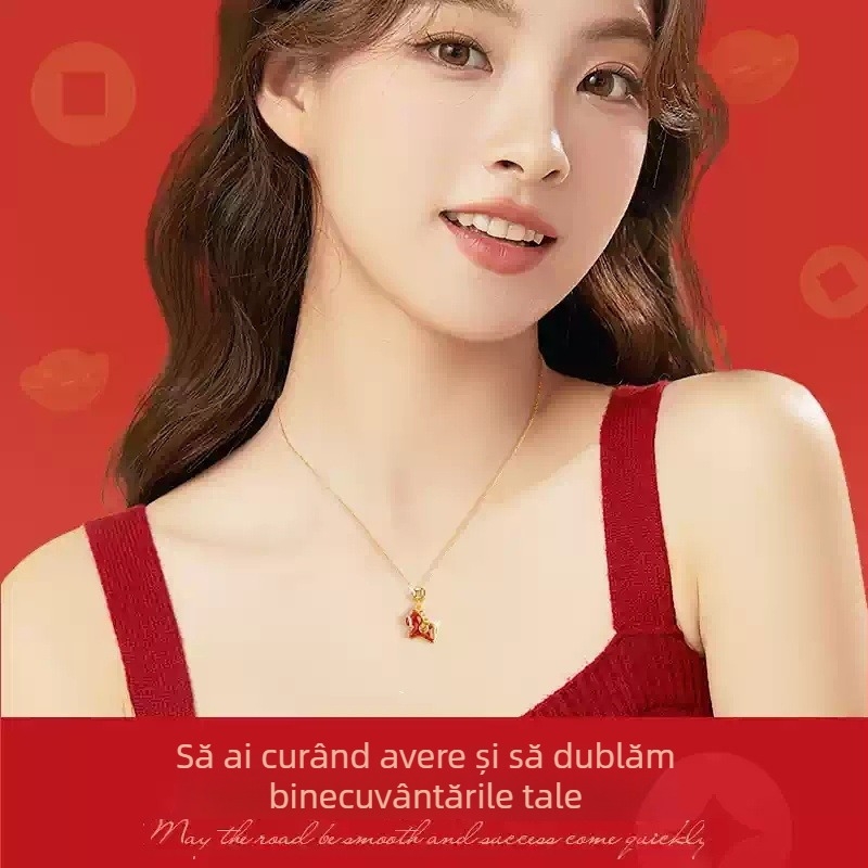 Colier din cupru cu pandantiv zodie cal și lanț încrucișat, greutate aproximativ 3 g, lansare primăvara 2025