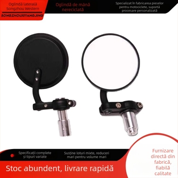Oglindă retrovizoare pentru motocicletă - rotundă, pliabilă, corp din aluminiu, potrivire universală, model portabil