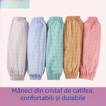 Manșete pentru brațe din velur cristalin, model pătrat, groase, pentru treburile casnice, protecție anti-murdărie