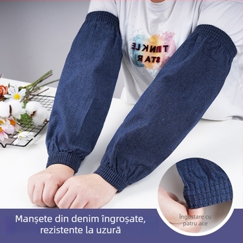 Manșete din denim pentru brațe, unisex, anti-poluare, rezistente la uzură, tratare tie-dye, îngroșate, pentru iarnă, primăvară și toamnă