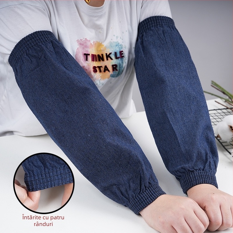 Manșete din denim pentru brațe, unisex, anti-poluare, rezistente la uzură, tratare tie-dye, îngroșate, pentru iarnă, primăvară și toamnă