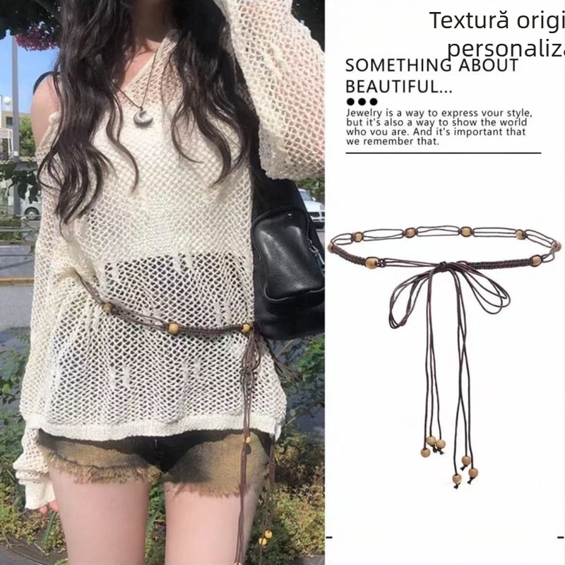 Lanț talie împletit manual - accesoriu din plastic pentru unisex, destinat tinerilor, vară primăvară toamnă