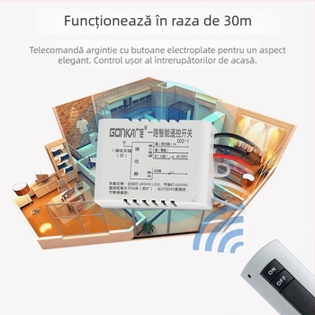 Gonka Guangjia întrerupător fără fir cu 1 canal, design clasic simplu și compact, temperatură de funcționare până la 85°C, potrivit pentru iluminare variată, săli de expoziții și holuri; număr material JL-C02-1 road