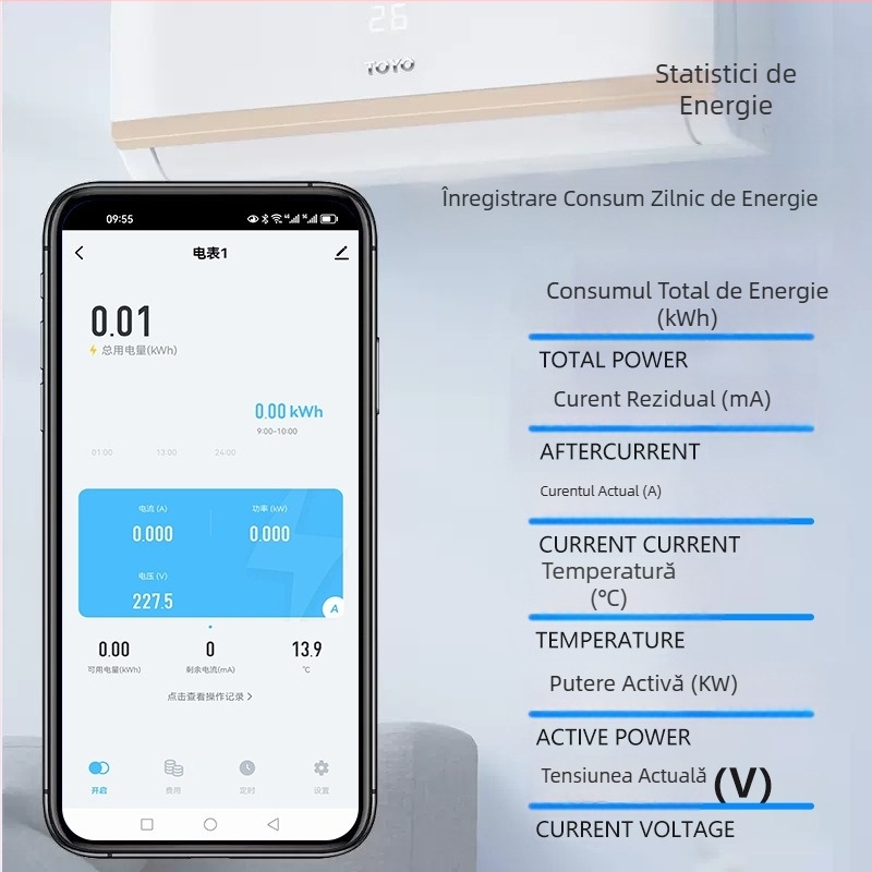 Intrerupător inteligent WiFi cu control de la distanță prin telefon, protecție la scurgeri și temporizator pentru contor casnic preplătit — tensiune 110–240 V; durată de viață 100.000 cicluri; carcasă PC ignifugă