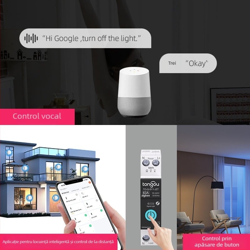 Comutator inteligent ZigBee Tuya pentru casă cu control de la distanță prin aplicație — Tongou, joasă tensiune, întrerupător de circuit miniatural, FCC
