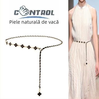 Lanț talie pentru rochie – metal, subțire, versatil; lungime 105 cm, lățime 0,1 cm, design cu un singur inel