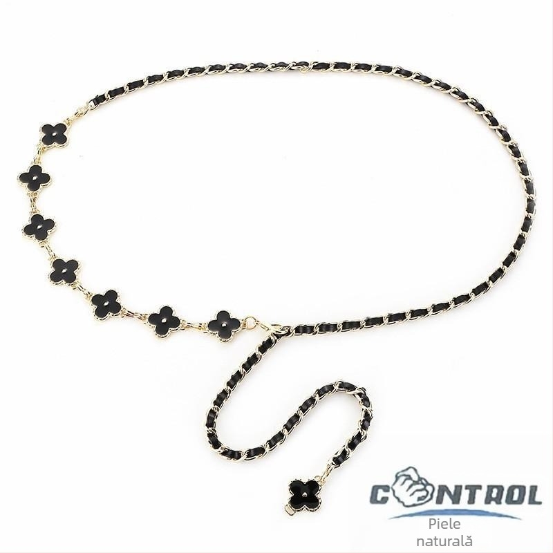 Lanț talie pentru rochie – metal, subțire, versatil; lungime 105 cm, lățime 0,1 cm, design cu un singur inel