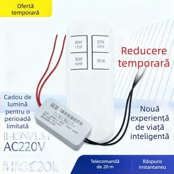 Intrerupător cu releu, controlat de la distanță, pentru iluminat, 220V, canal unic, -20°C până la 75°C