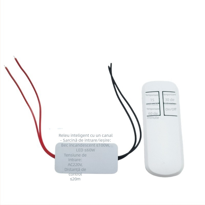 Intrerupător cu releu, controlat de la distanță, pentru iluminat, 220V, canal unic, -20°C până la 75°C