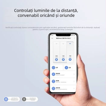 Panou inteligent întrerupător cu control vocal și control dual wireless, Bluetooth Mesh 2.0, control de la distanță prin aplicație mobilă | Tensiune: 110-240 V AC • Curent: 10 A • Distanța dintre găuri de montaj: 60 mm • Material panou: sticlă cu aspect ar