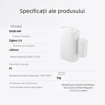 Sonoff SNZB-04 Zigbee senzor ușă/fereastră fără fir (SNZB-04/SNZB-04P; 3V CR2032; PC-V0; CE/FCC/ROHS)