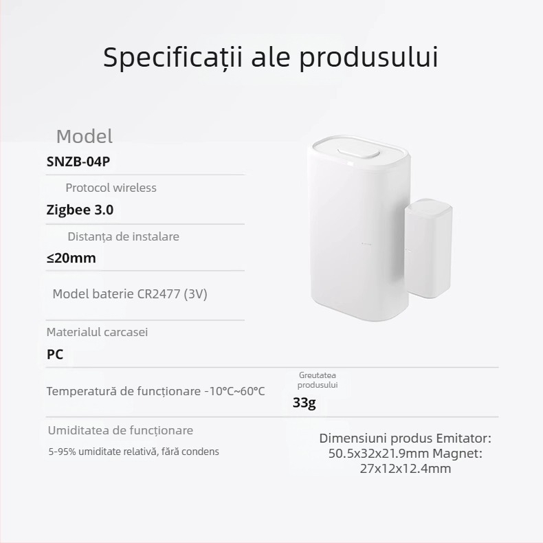 Sonoff SNZB-04 Zigbee senzor ușă/fereastră fără fir (SNZB-04/SNZB-04P; 3V CR2032; PC-V0; CE/FCC/ROHS)