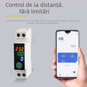 Intrerupător inteligent de circuit cu măsurare și control WiFi de la distanță, 220–240V, panou din PC ignifug, foi de cupru, 10.000+ cicluri