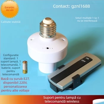 Intrerupător fără fir pentru lampă cu soclu E27, RF 315 MHz, 110V