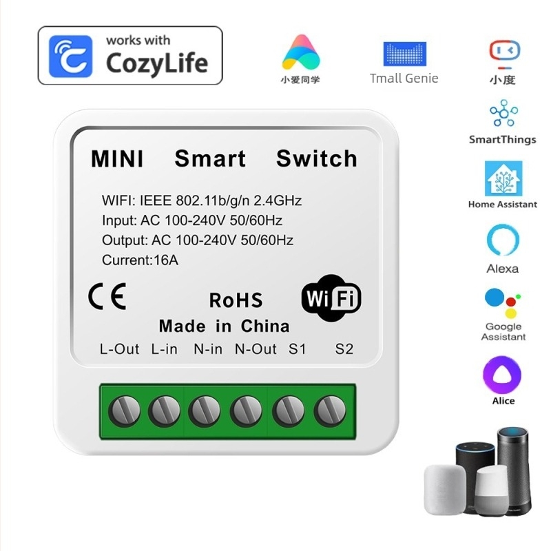 cozylife întrerupător WiFi HomeKit cu dublu canal, 100-240V, 16A, control vocal Siri și programare prin aplicație/la distanță