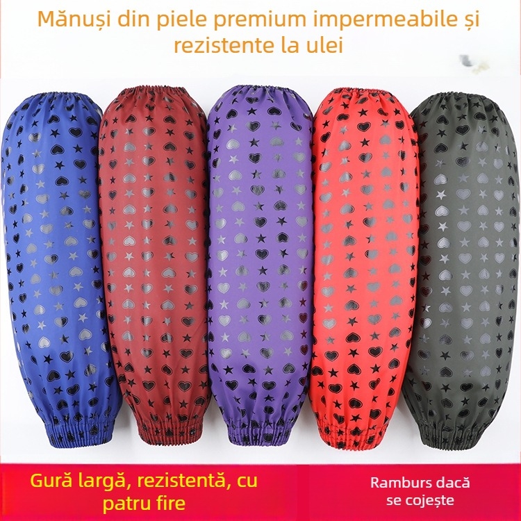 Manșon de bucătărie din piele PU, impermeabil, rezistent la ulei, căptușit, rezistent la uzură