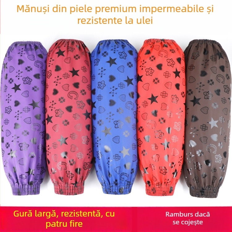 Manșon de bucătărie din piele PU, impermeabil, rezistent la ulei, căptușit, rezistent la uzură