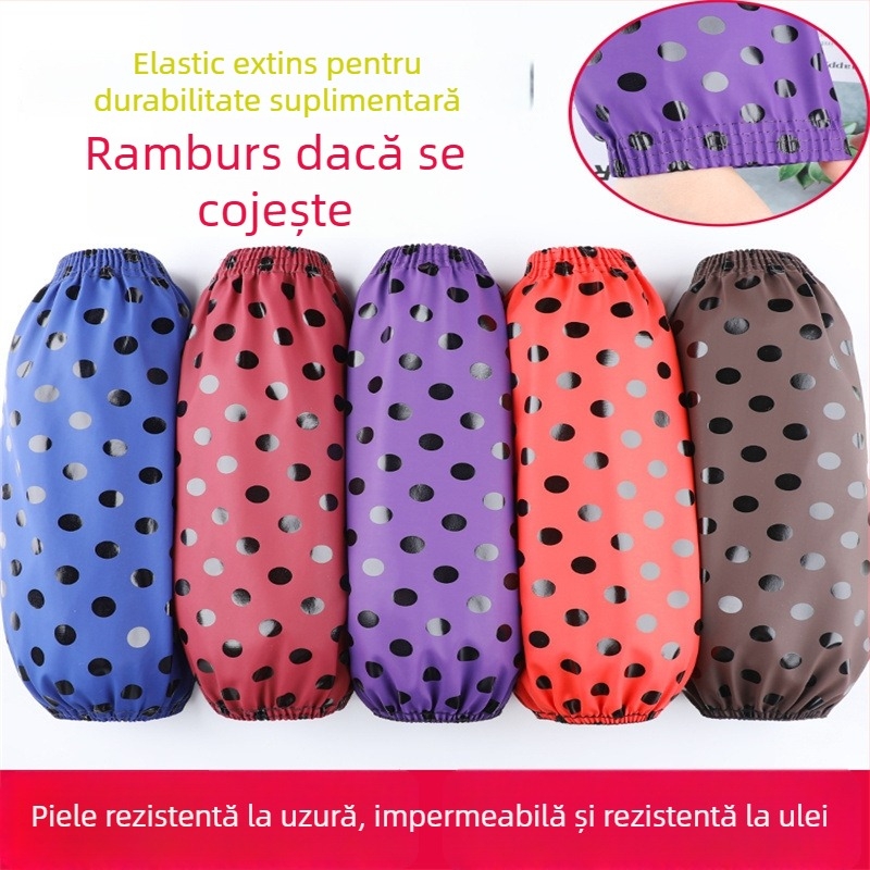 Manșon de bucătărie din piele PU, impermeabil, rezistent la ulei, căptușit, rezistent la uzură