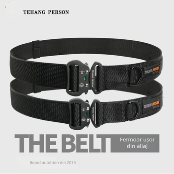 Curea tactică pentru bărbați, cataramă din aliaj, curea din nylon, lățime 3,8 cm, multifuncțional pentru sport și activități în aer liber, electroplacare
