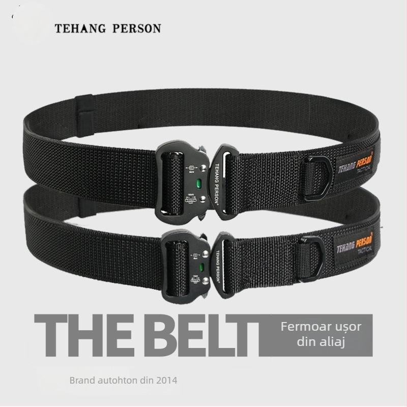 Curea tactică pentru bărbați, cataramă din aliaj, curea din nylon, lățime 3,8 cm, multifuncțional pentru sport și activități în aer liber, electroplacare