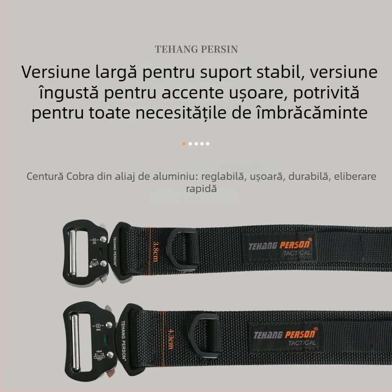 Curea tactică pentru bărbați, cataramă din aliaj, curea din nylon, lățime 3,8 cm, multifuncțional pentru sport și activități în aer liber, electroplacare